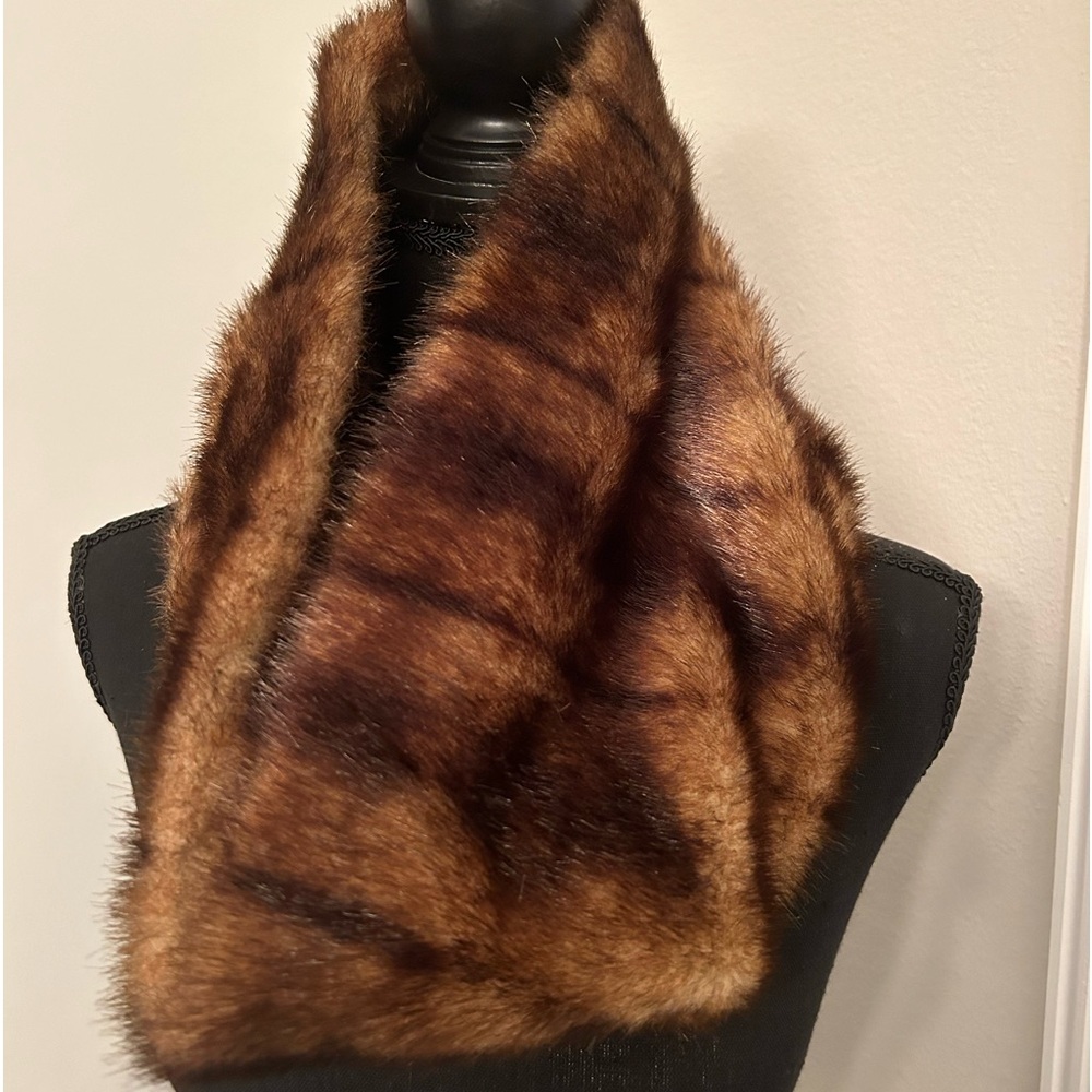 Faux mink neck loop, neck warmer cotton lined.